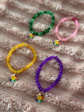 Rainbow flower handcrafted bracelets by me- pick one 🌈🌷🌻🌺💐
